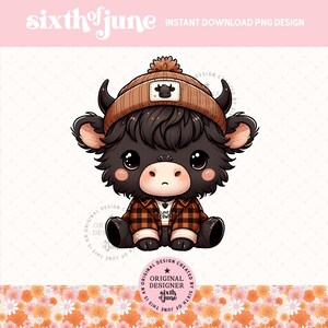 Cute Highland Cow Png, Trendy Highland Cow Design, Cow Clipart, Western Png, Cow Bundle Png, Highland Cow Art, Western Sublimation, DTF, POD