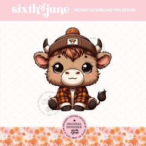 Cute Highland Cow Png, Trendy Highland Cow Design, Cow Clipart, Western Png, Cow Bundle Png, Highland Cow Art, Western Sublimation, DTF, POD