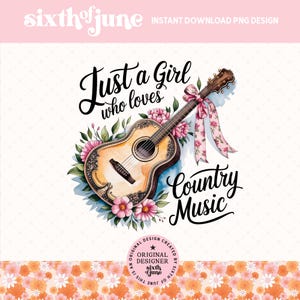 Apenas uma garota que ama música country, Southern PNG, Country PNG, Sublimação de música country, Sublimação de laço, Design de camiseta, Moletom PNG