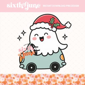 Süßer Geist Auto fahren PNG, Sublimationsdesign, entzückende Halloween Kunst, digitaler Download, Weihnachtsgeist Clipart, gruseliger Spaß png, POD