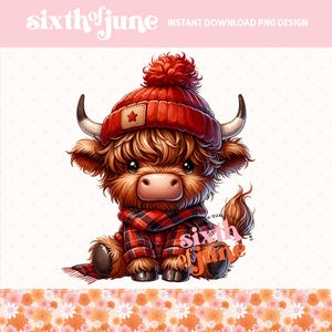 Cute Highland Cow Png, Highland Cow Design, Cow Sublimation, Western Png, Cute PNG Cow, Trending Highland Cow Art, Western Sublimation, POD