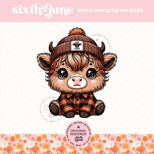 Cute Highland Cow Png, Trendy Highland Cow Design, Cow Clipart, Western Png, Cow Bundle Png, Highland Cow Art, Western Sublimation, DTF, POD
