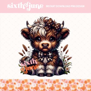 Coquette Highland Cow Png, Highland Cow Design, Western Png, Cow Bundle, Highland Cow Art, Cute Cow Png, Cow Design, Western Sublimation