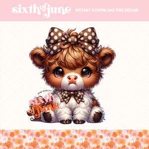 Coquette Highland Cow Png, Highland Cow Design, Western Png, Cow Bundle, Highland Cow Art, Cute Cow Png, Cow Design, Western Sublimation