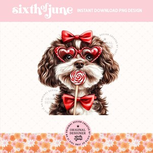 Labradoodle Coquette PNG, Coquette Valentines PNG, Doodle Mom Coquette PNG, Pink Dog Lollipop Coquette Bow, Diseño de sublimación de Labradoodle