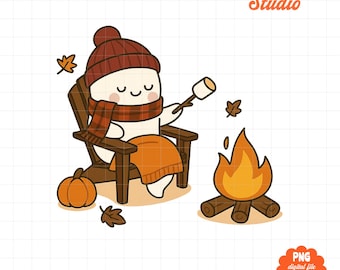 Campfire Ghost PNG, Cute Camping Ghost Design, Cozy Fall Halloween Sublimation, Camping Shirt PNG, Digital Download