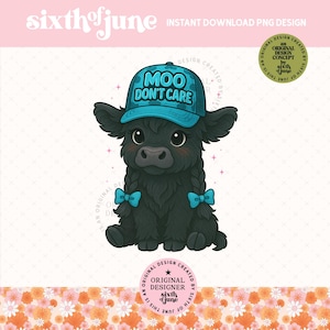 Vache Highland PNG, Meuh s'en moque Sublimation de vache, vache Highland mignonne en téléchargement numérique, animal de la ferme tendance PNG, Clipart vache drôle, POD, dtf