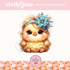 Cute Easter Baby Chick Clipart Png Design, Floral Print Bow, Farm Animal Chicken Lover Graphics, Kids Toddler Shirt, Sublimation Design, DTF
