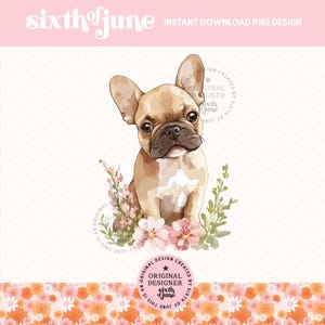 Französische Bulldogge PNG, süßer Frenchie Welpe Clipart, trendige druckbare Haustierkunst, digitaler Download, Hundeliebhabergeschenk, Sublimationsdesign, POD, DTF