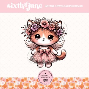 Mignon ange chaton sublimation Png Design, tendance adorable bébé chaton tutu Clipart, dessins d'amant de chaton, pays fille ferme PNG, POD