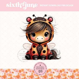 Pony carino PNG, design clipart pony kawaii, design sublimazione coccinella, adesivi adorabili cavallini, arredamento fattoria alla moda, borsa, magliette