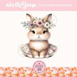 Lapin printanier mignon png, sublimation de lapin, clipart lapin tendance, conception de t-shirt lapin pour filles, cadeau pour amoureux des lapins, conception d'invitation, POD