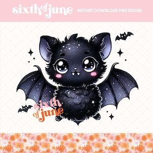 Słodki Kawaii Bat PNG Sublimacja Projekt, Halloween Bat Clipart, Uroczy Cartoon Bat Grafika, Cyfrowe Pobieranie Bat Art, Trendy png, pod