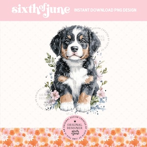 Berner Sennenhund PNG, niedlicher Berner Welpe Clipart, trendige druckbare Haustierkunst, digitaler Download, Hundeliebhaber Geschenk, Scrapbooking Bild, POD