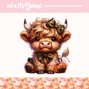 Coquette Highland Cow Png, Highland Cow Design, Western Png, Cow Bundle, Highland Cow Art, Cute Cow Png, Cow Design, Western Sublimation