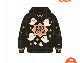 Boo Crew PNG, Matching Family Halloween Shirts, Cute Ghost Group Design, Spooky Season Squad PNG, Halloween Family Outfit