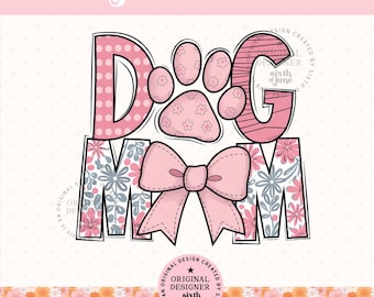 Floral Dog Mom Png, Retro Coquette Bow Dog Mom Png, Mama Mom File Sublimation Png, Dog Lover Png, Bow Png, Floral Coquette Mom Png