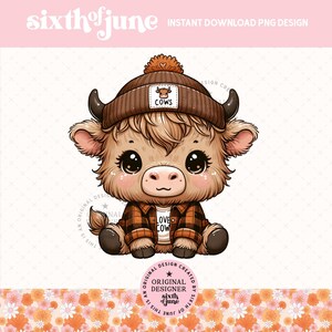 Cute Highland Cow Png, Trendy Highland Cow Design, Cow Clipart, Western Png, Cow Bundle Png, Highland Cow Art, Western Sublimation, DTF, POD