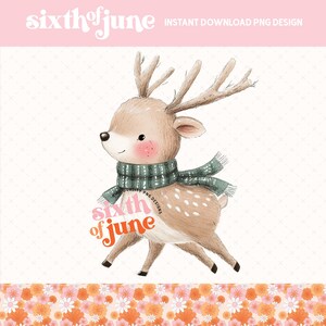 Cute Reindeer Sublimation Design, Christmas Deer PNG, Holiday Printable Art, Festive Wildlife Clipart, Instant Download, Trending Christmas