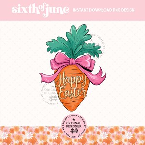 Feliz Páscoa Cenoura Coquette Png, Páscoa Png, Pincelada Páscoa Png, Feliz Páscoa Png, Cenoura com Laço Rosa, Páscoa Preppy Png, Primavera PNG