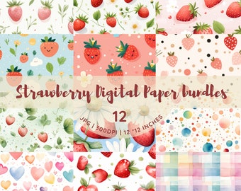 Lot de 12 fraises transparente papier numérique - motif baies transparente -