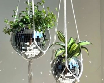 Ornate Disco ball Macrame Cotton Handmade Plant Wall Hanger