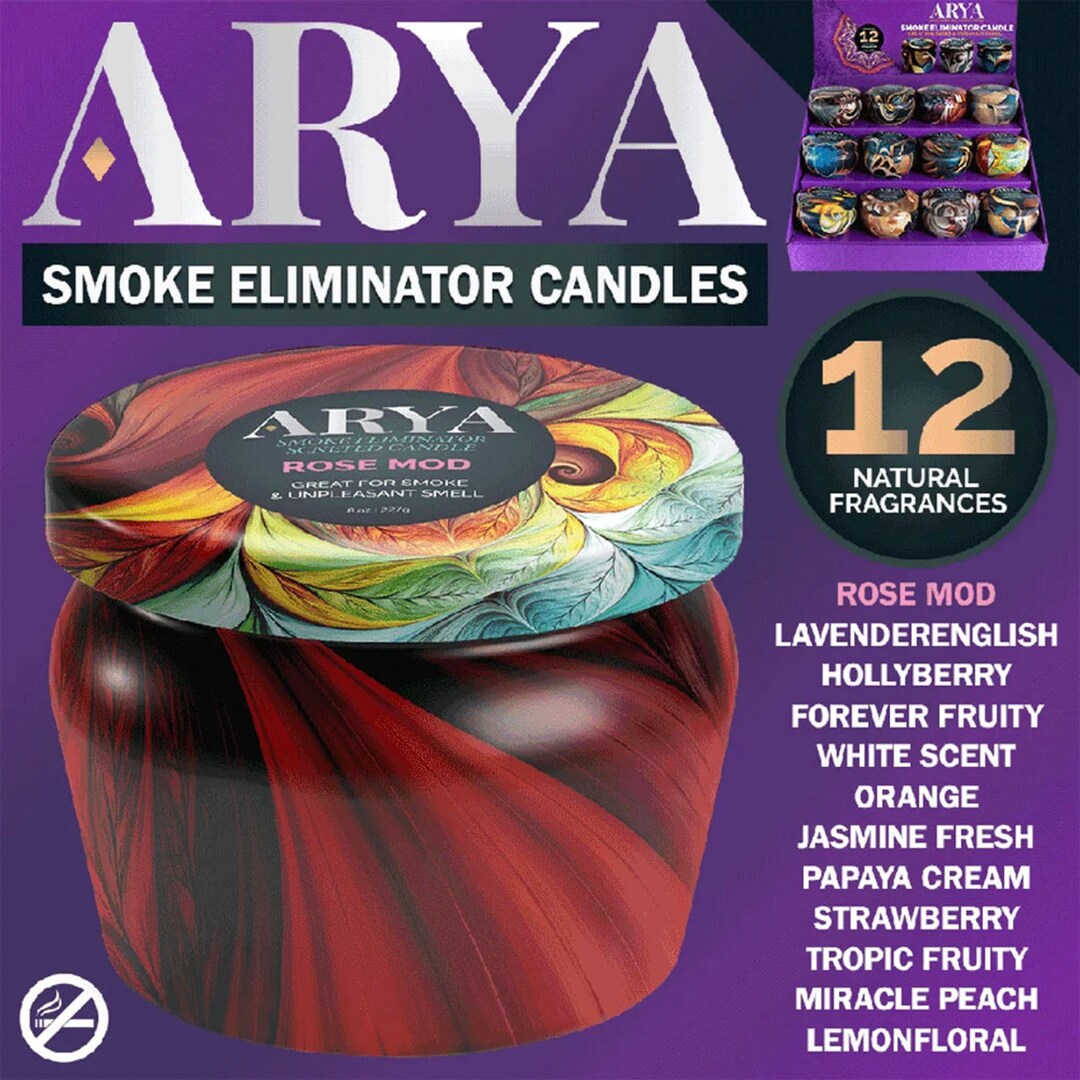 ARYA Smoke Eliminator Candle With Flower 8oz Etsy