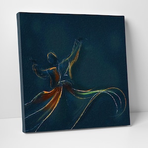Whirling Dervish Canvas Art: Rumi Sufi Spiritual Decor