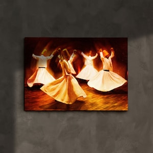 Dervish&#39;s Spin of Serenity | Islamic Canvas | Muslim Gifts | Mevlana | Rumi | Islamic Home Art | Islamic Wall Decor | Islamic Decoration