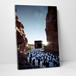 Arte de pared con impresión en lienzo de Kaaba: abraza la tranquilidad del corazón del Islam