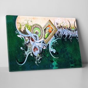 Ayatul Kursi Calligraphy Oil Painting Reproduction Canvas Print Decor, Muslim Home Art, Islamic Modern Wall Art, Ayatul Kursi Toiles