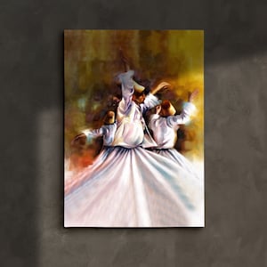 Whirling Dervish Canvas Art: Sufi Islamic Home Decor