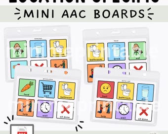 Mini AAC Location Boards Bundle, Printable Special Education Verbal Communication Cards (Digital Download)