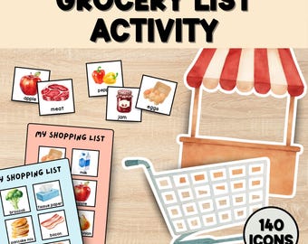 Grocery List Activity Printable for Kids I Pretend Play I Life and Social Skills