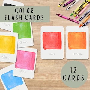 Cartes d'apprentissage des couleurs, cartes mémoire Montessori, cartes préscolaire, cartes éducatives imprimables, téléchargement immédiat