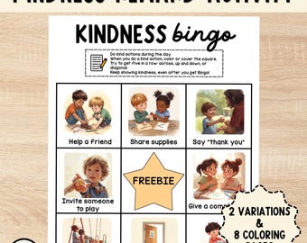 Kindness Bingo Printable | Kindness Activity for Kids | SEL Game | Classroom Challenge | Homeschool & Counseling Tool