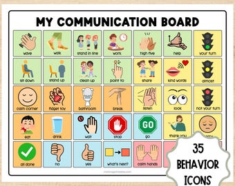 Printable Message Board Icons: Farbunterlegte AAC-Visuals (PDF-Download)