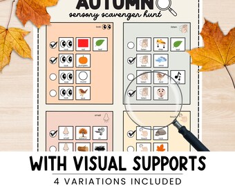 Autumn Sensory Scavenger Hunt Printable: Fall Nature Walk Activity (PDF)