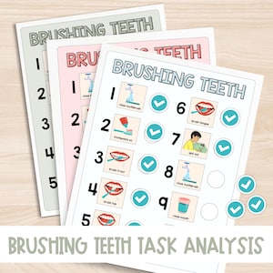 Visual Task Analysis – Teeth Brushing (9 Steps + Token System) | Printable Routine Chart for Kids