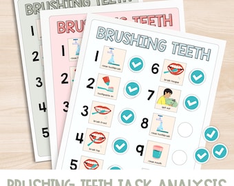 Visual Task Analysis – Teeth Brushing (9 Steps + Token System) | Printable Routine Chart for Kids