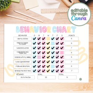Tabela de comportamento infantil editável | Lista de verificação semanal com 8 caixas | Rastreador de recompensas | Início aos domingos e segundas-feiras | 3 versões coloridas