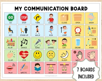 Printable My Communication Board Bundle – Action Words (35 Core Verbs)