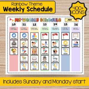 Weekly and Daily Schedule Calendar and Planner for Toddlers and Kids, Routine and Visual Schedule Chart, Communication Support with Icons