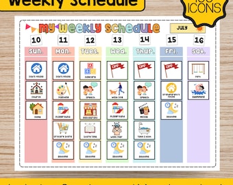 Rainbow Weekly Schedule Planner for Kids: 400+ Visual Icons (Digital Download)