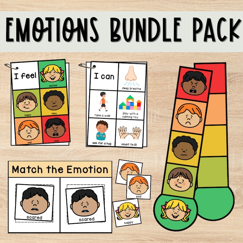 Text Set Emotions Emotions and Calming Strategies Bundle Printable PDF, ABA & Special ...
