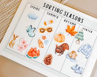 Seasons Sorting Printable: Montessori Circle Time Activity (Digital Download)