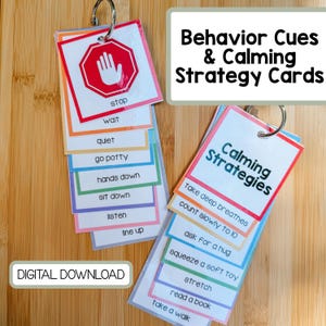 Behavior Visual Cue Cards and Calming Strategy Card Bundle I Visual Support and Behavior Management I Special Education I ASD I Printable
