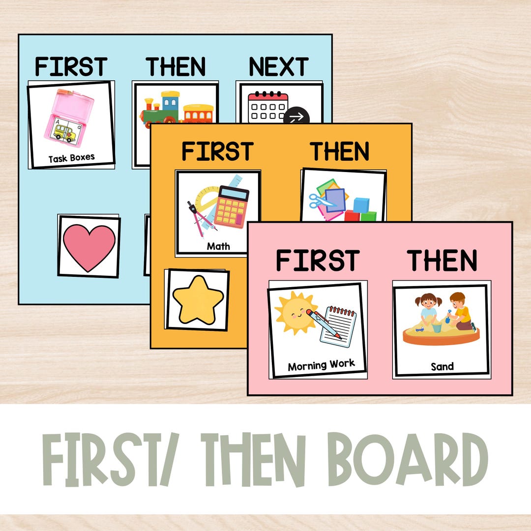 Visual Schedule Printable First Then Board Autism Behavior Support 