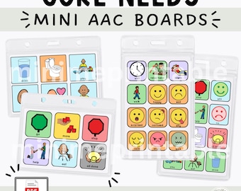 Mini AAC Core Needs Bundle, Printable AAC Communication Boards, Autism Cards, Speech Therapy Visuals
