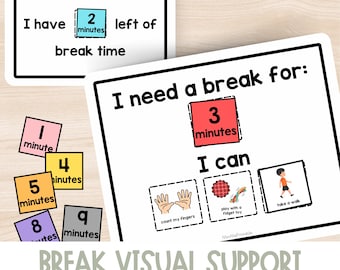 I need a Break Visual Support Chart with Calming Strategy Icons, Behavior Support, ABA therapy and Special Education Tool